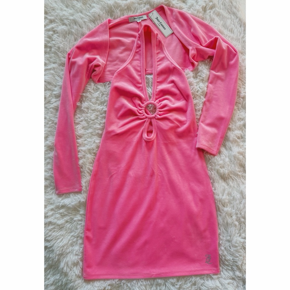 Juicy Couture Pink Velour Mini Dress Set